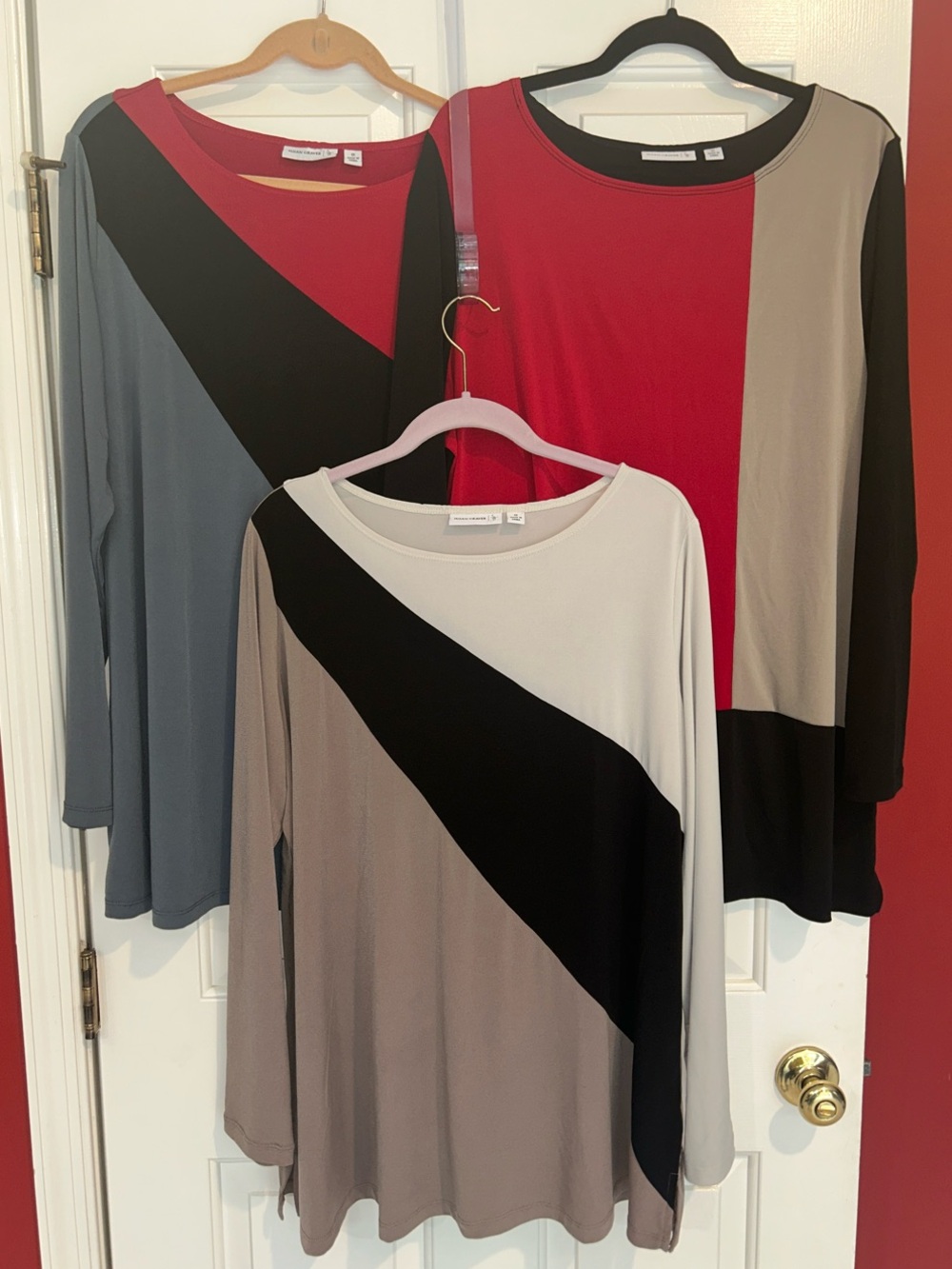 Susan Graver Colorblock Long-Sleeve Tunic Bundle (3 tops)